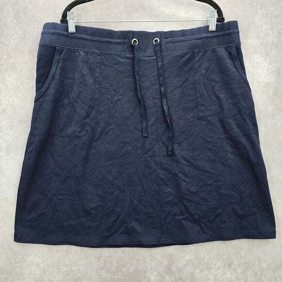 Basic Editions Navy Blue Mini Short Cotton Skirt Plus 1X - Picture 1 of 4